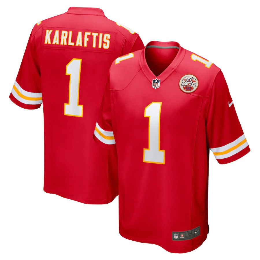 Men Kansas City Chiefs #1 George Karlaftis Nike Red 2022 NFL Draft First Round Pick Player Game Jersey